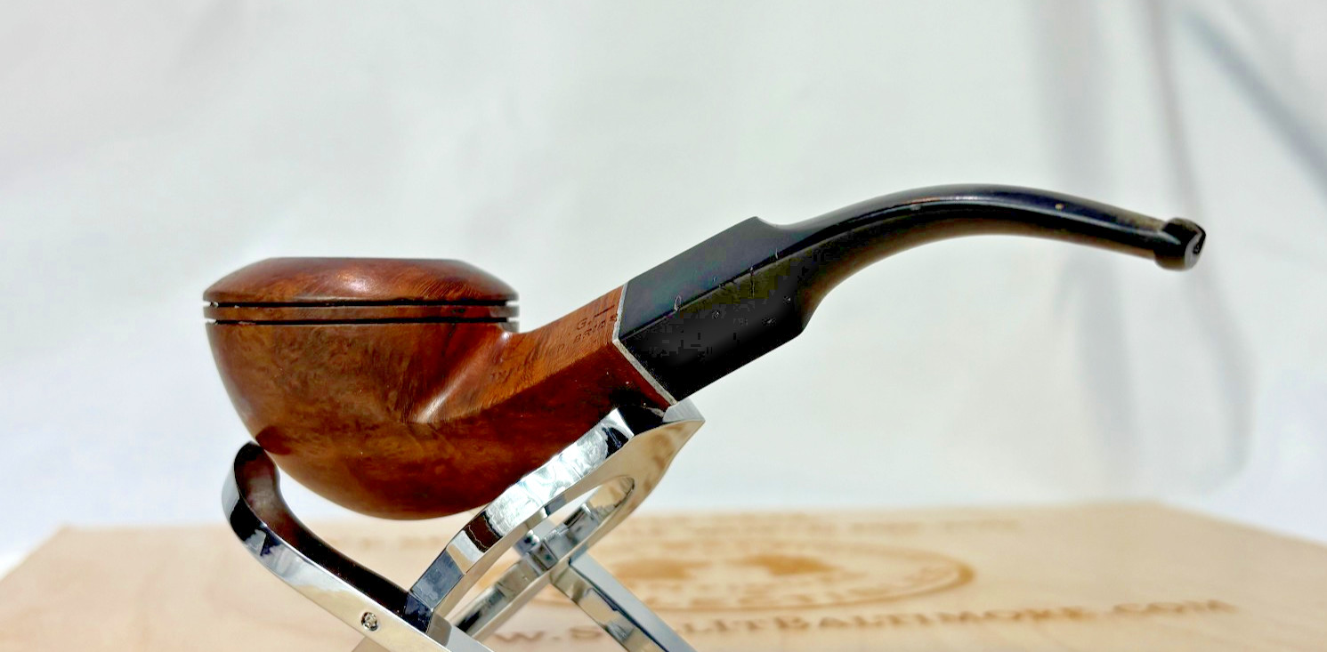 Vtg H.H.G. Imported Briar Pipe Bent Bull Moose Square Shank Seasoned