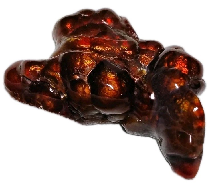 33.5ct Natural Mexican Fire Agate Cabochon Vibrant Rainbow Red Green Gold Flash
