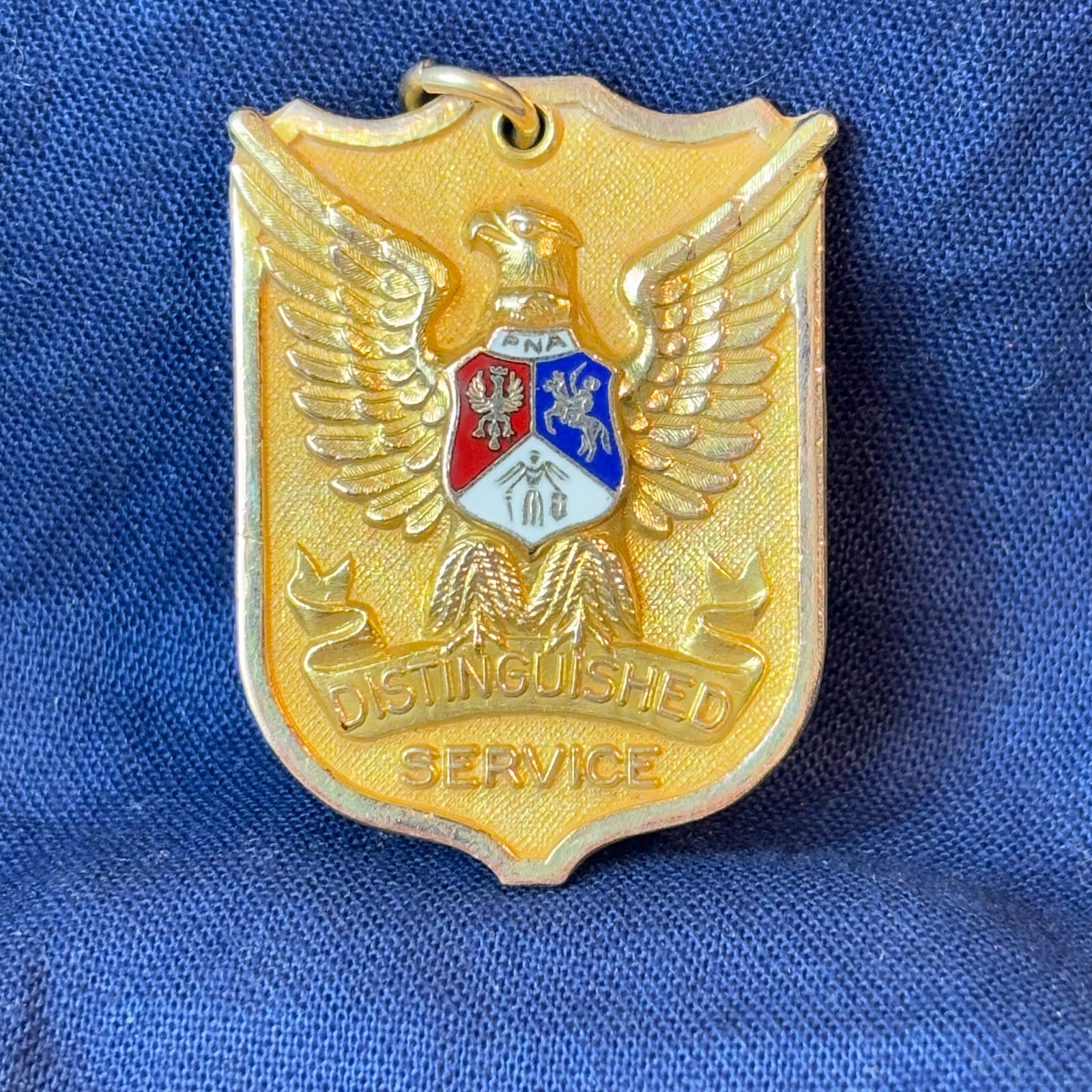 Vtg Polish Peoples Distinguished Service Medal 1/20 10k Gold Filled Pendant Fob