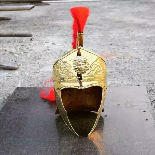Roman Praetorian Helmet, Armor Steel roman helmet Brass Plating helmet Wit Plume