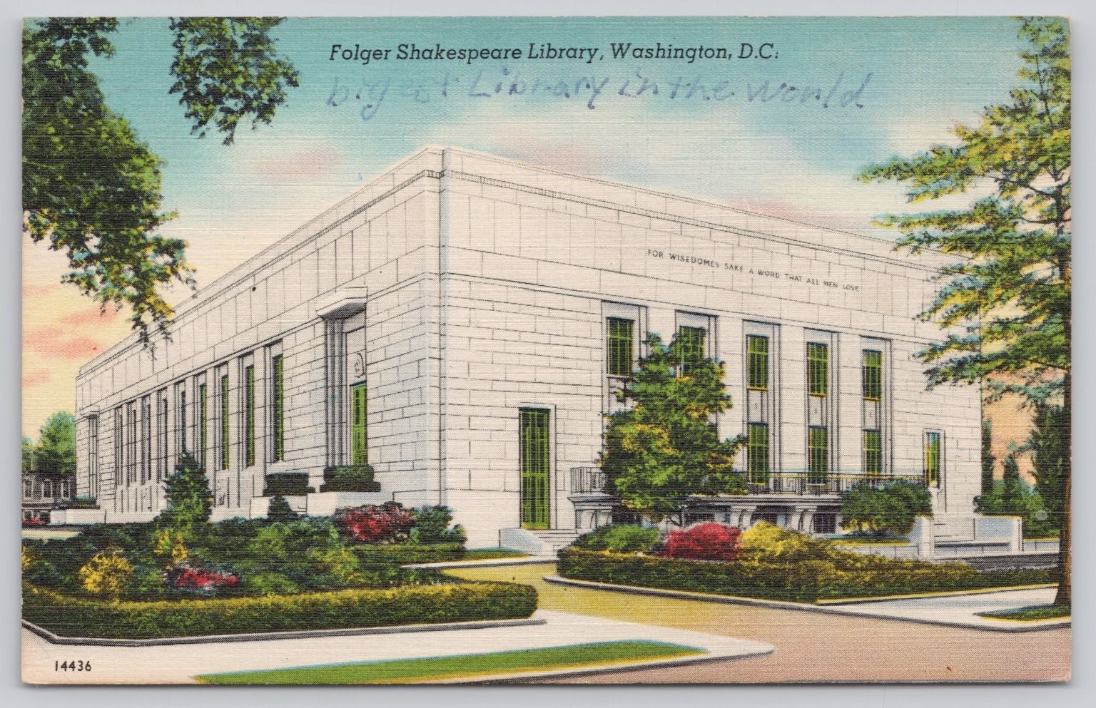 Folger Shakespeare Library Washington DC 1949 Linen Postcard
