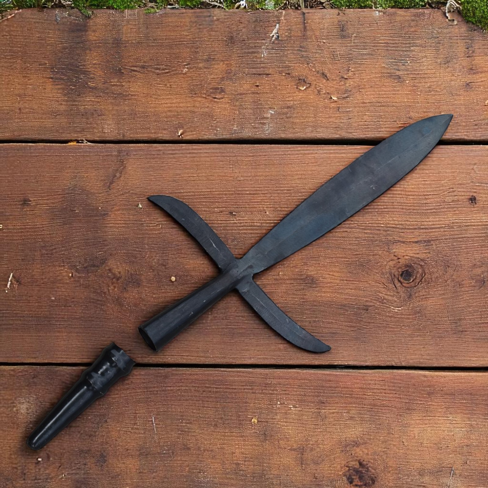 Hand Forged Medieval Japanese Spearhead WITH BUTT CAP