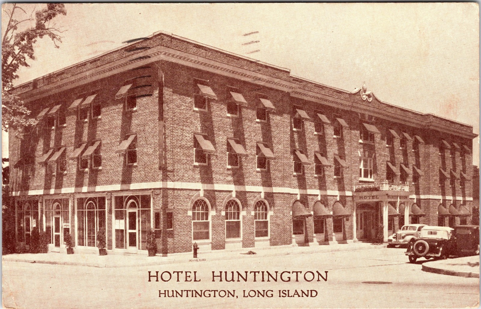 HOTEL HUNTINGTON : HUNTINGTON, LONG ISLAND, NY: VINTAGE POSTCARD 1939