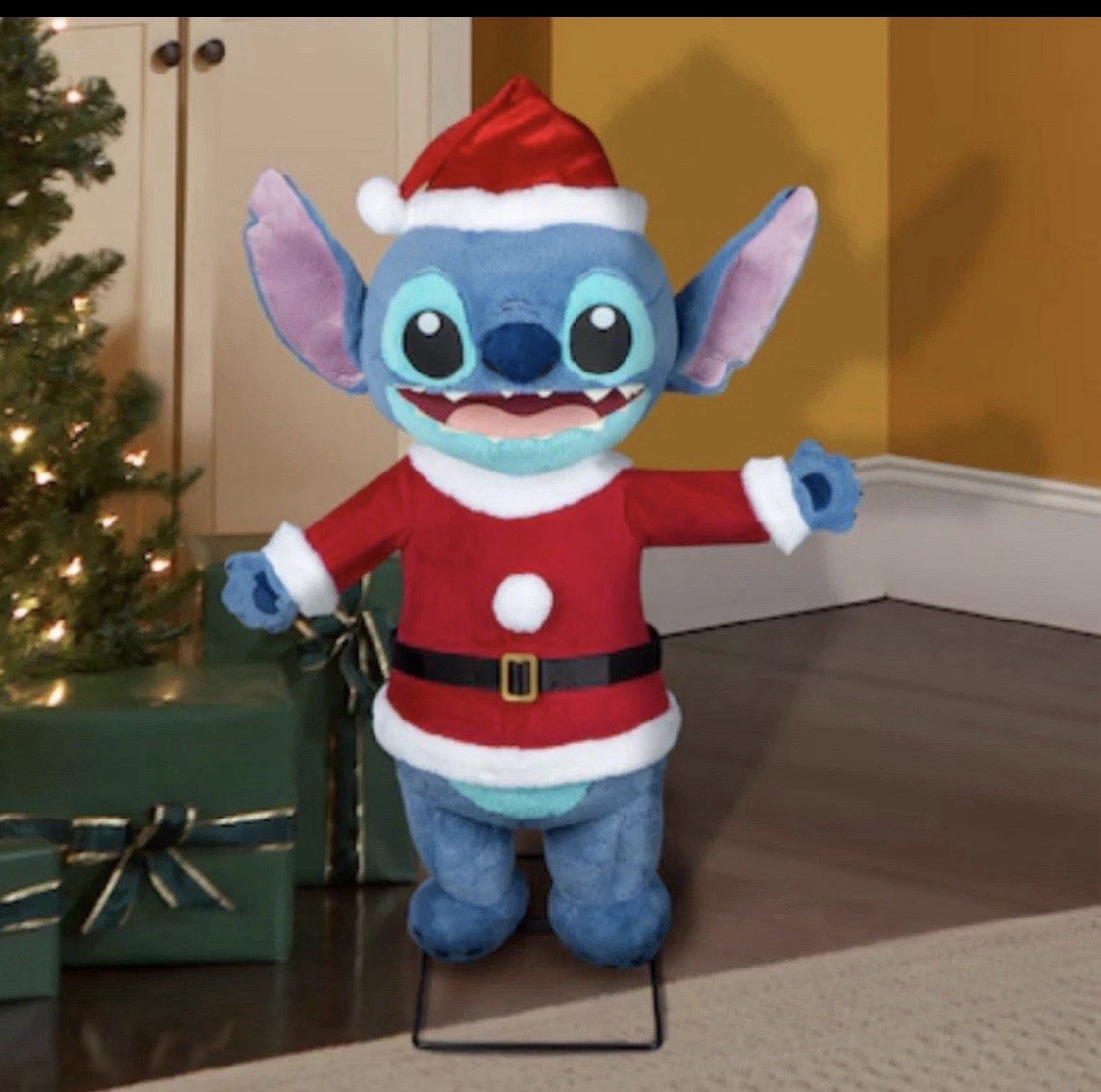 Disney 3ft Animated  Stitch Christmas Prop – Musical Animatronic, Santa Outfit