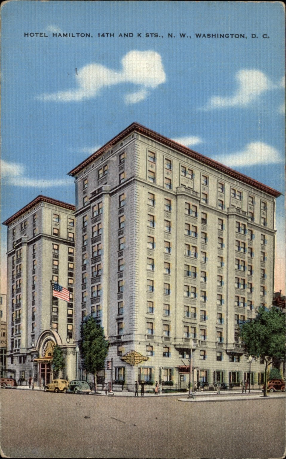 Hotel Hamilton 14th K Streets NW Washington DC Street View postcard y24