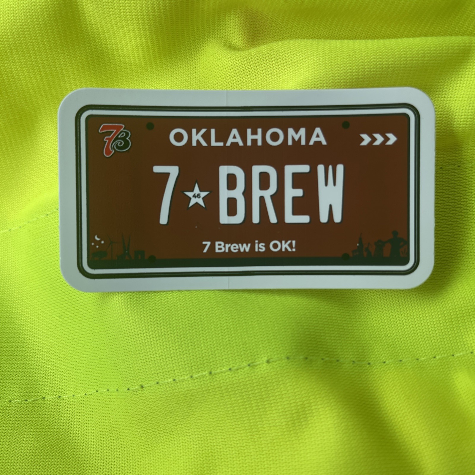 7 Brew Coffee Oklahoma Tag License Plate Tag sticker 