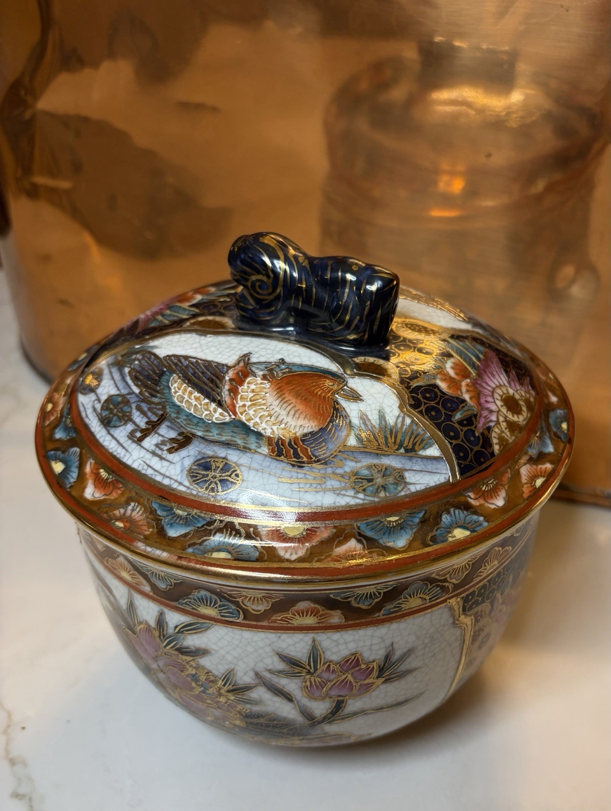 Vintage Japanese Satsuma-Style Lidded Bowl / Beautiful 5.5\