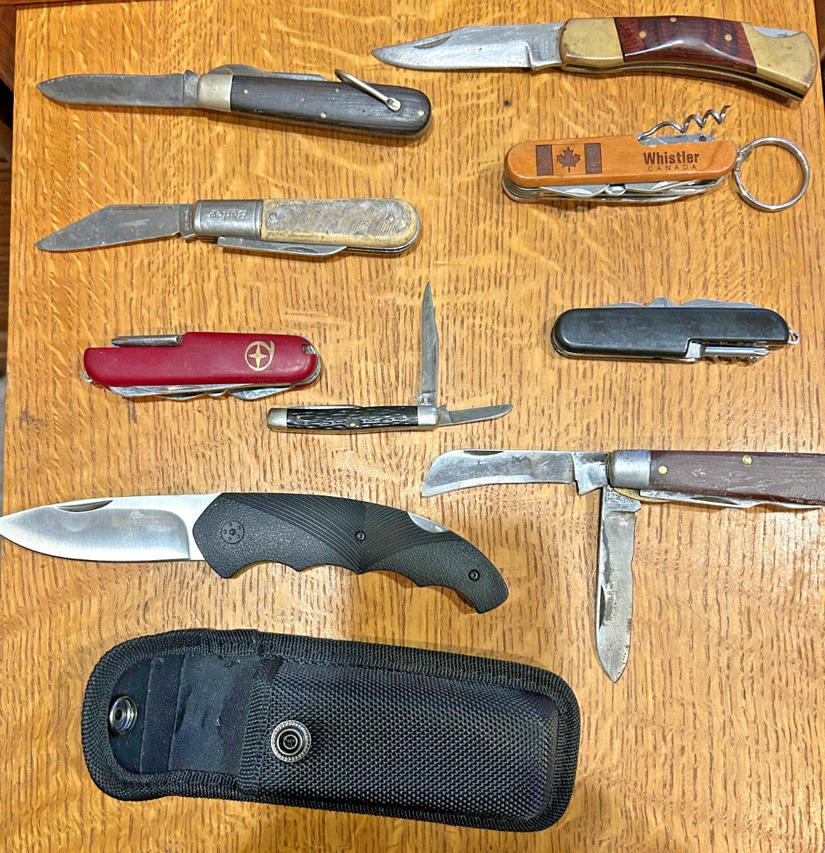 Lot Of 9 Vintage  Pocket Knives: Barlow, Swiss, Browning, Camillus, MKlein & son