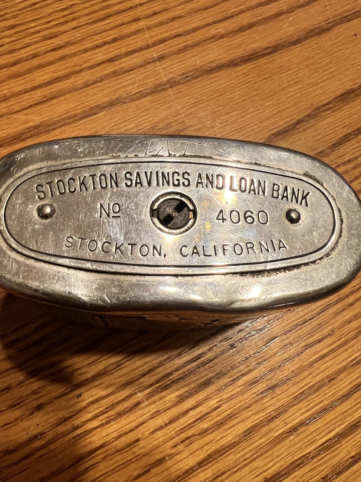 Vintage Stockton CA Savings & Loan Traveling Teller Coin Bank No Key