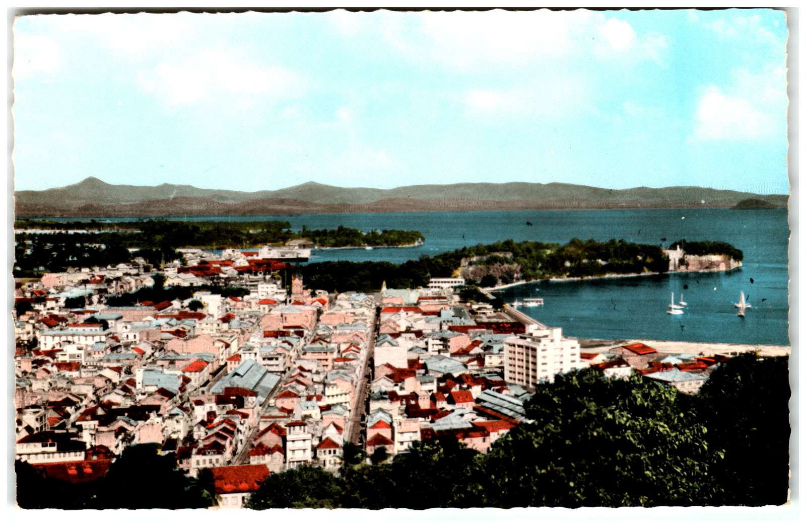 Postcard Aerial View of the harbor in Fort-de-France Martinique