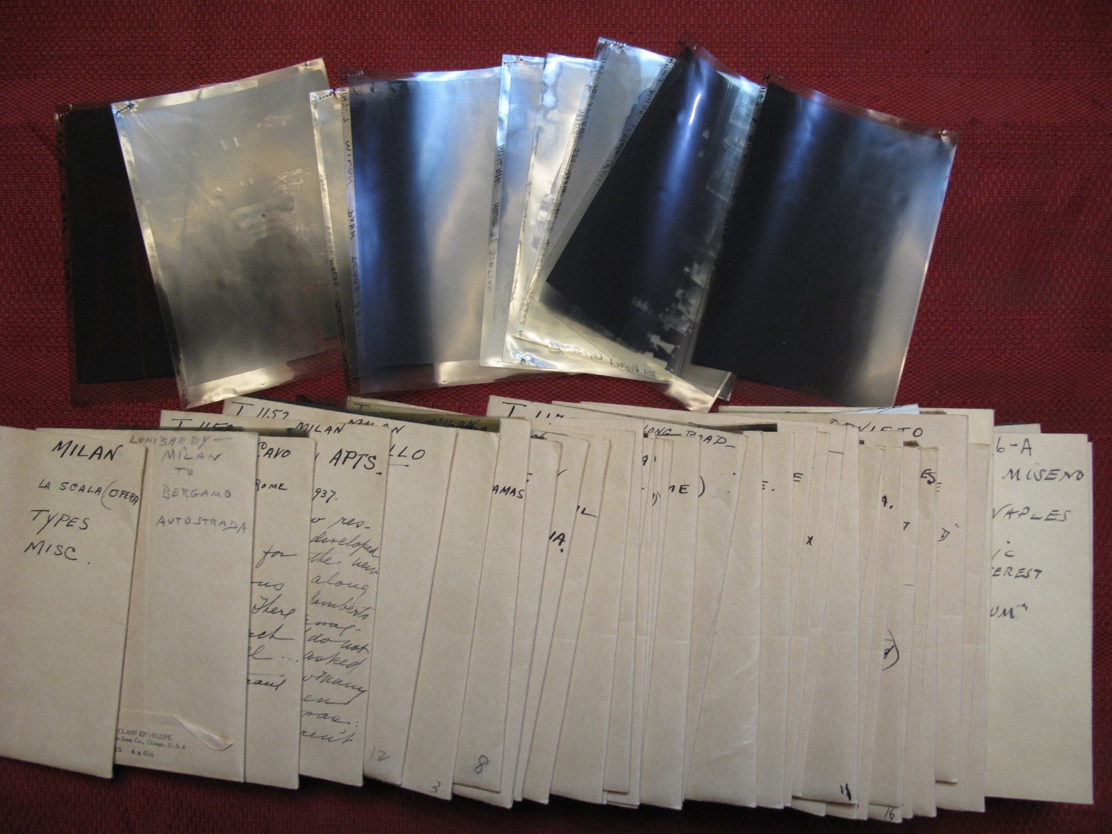 1937 ITALY Bergamo, Milan, Naples .... 365 Film Negative Historic 3x4 Photo Lot