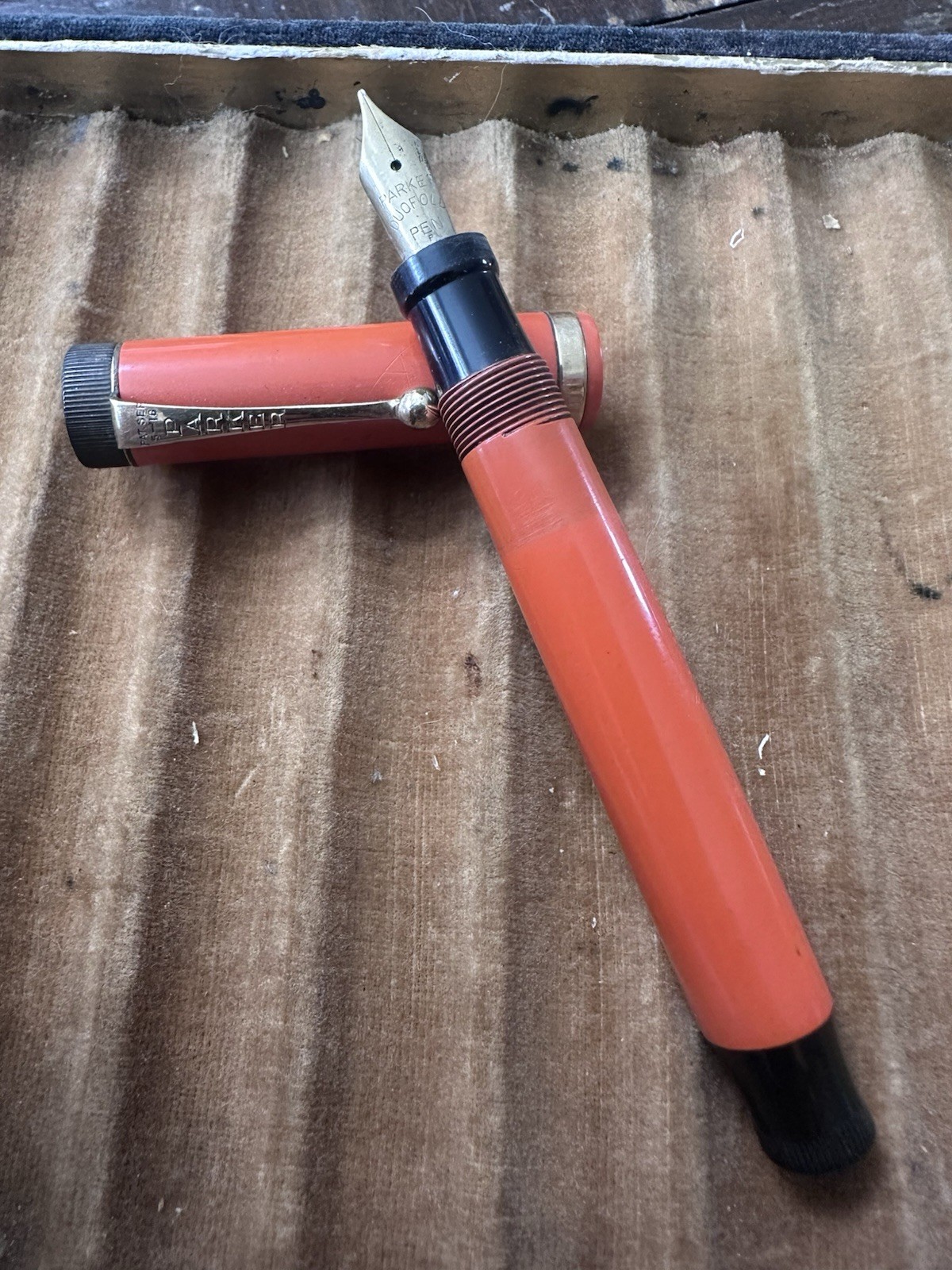 1920s Parker Duofold Junior Orange Hard Rubber Fountain Pen Untested