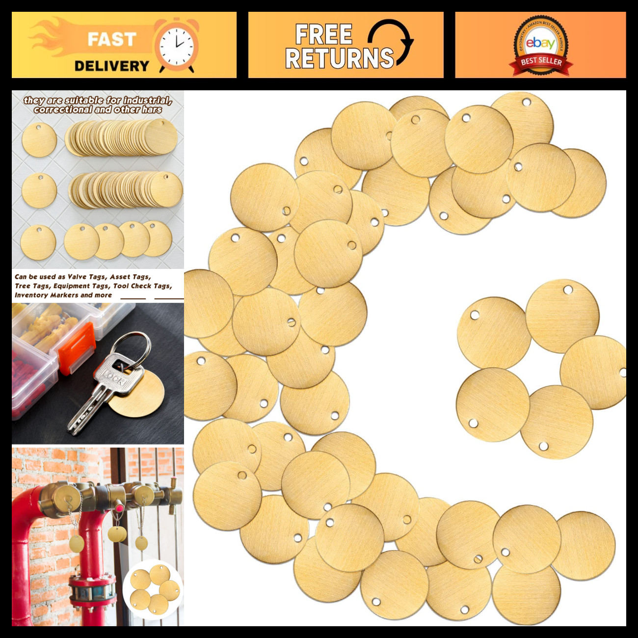 50 Pcs Round Brass Tags - 1.25\