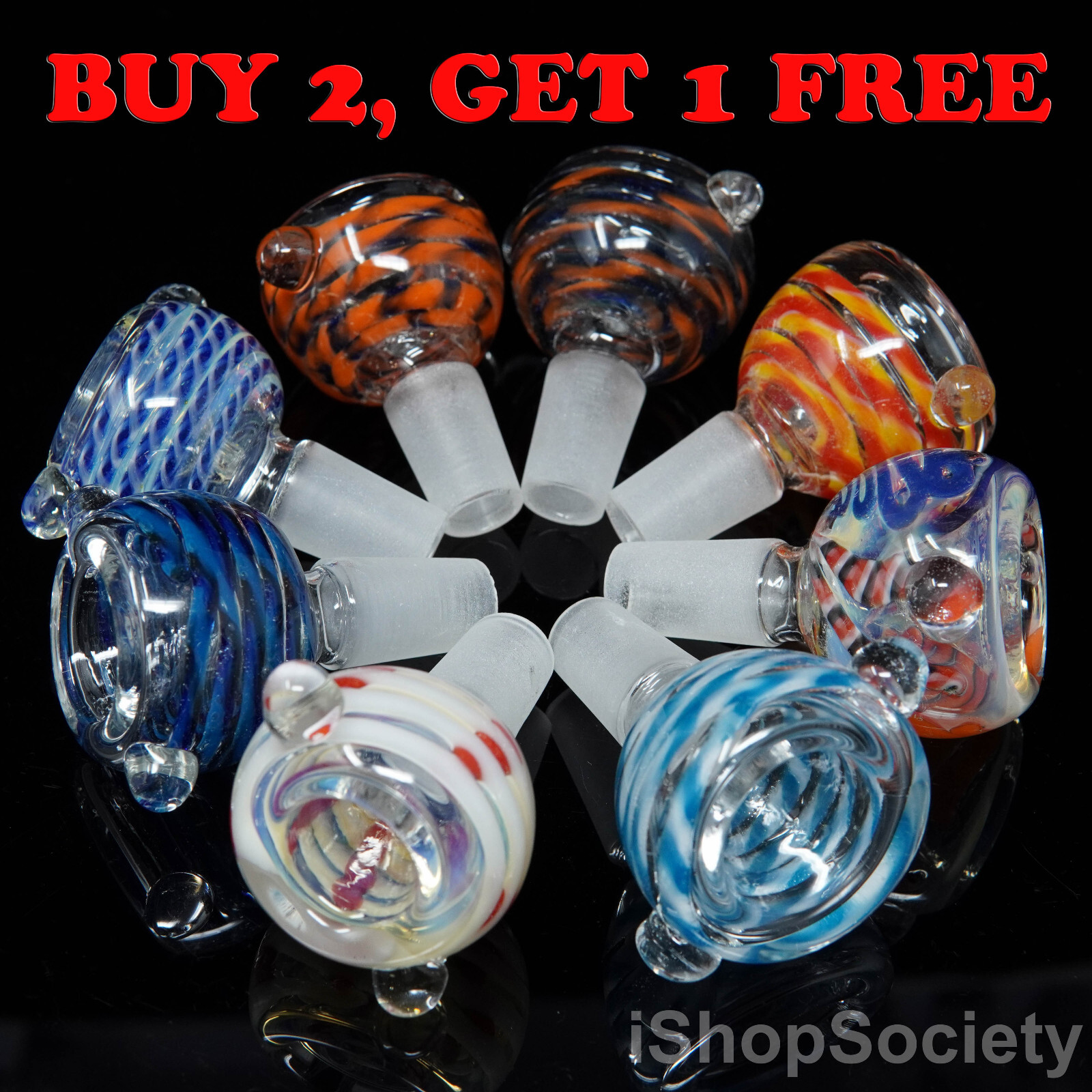 Colorful Glass Slide Bowl 14mm Water Pipe Hookah Head Piece Thick Slide Bowl