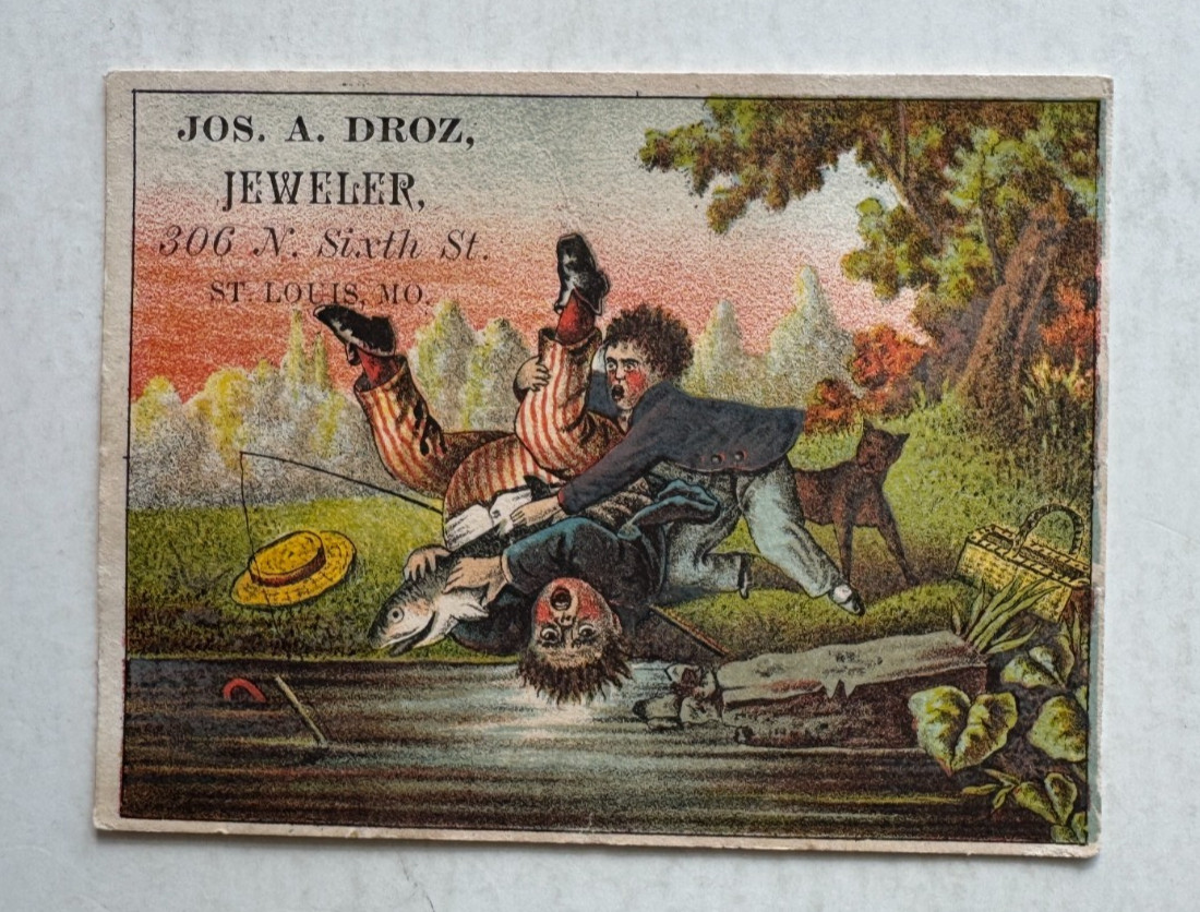 Vintage 1885 Victorian Trade Card St Louis MO Joseph Droz Jeweler North 6th St