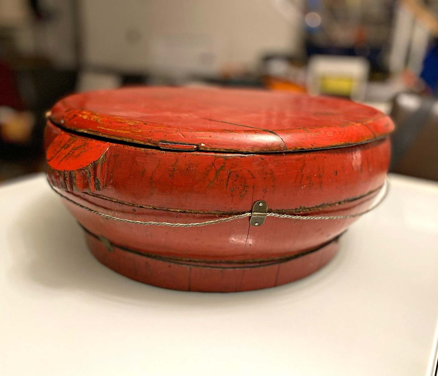 Antique Chinese wooden storage basin.
