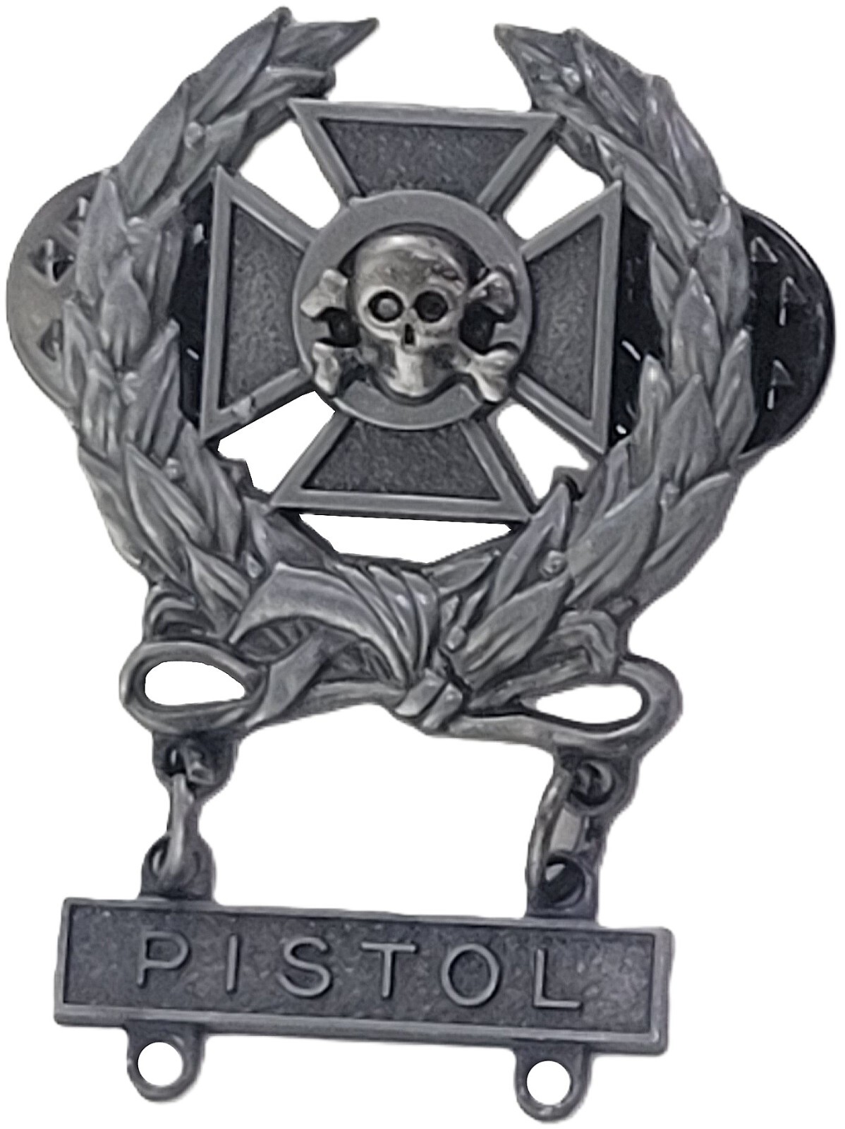 US ARMY Expert Skull Bones Sharpshooter MARKSMAN Oxidized Badge Pistol Bar