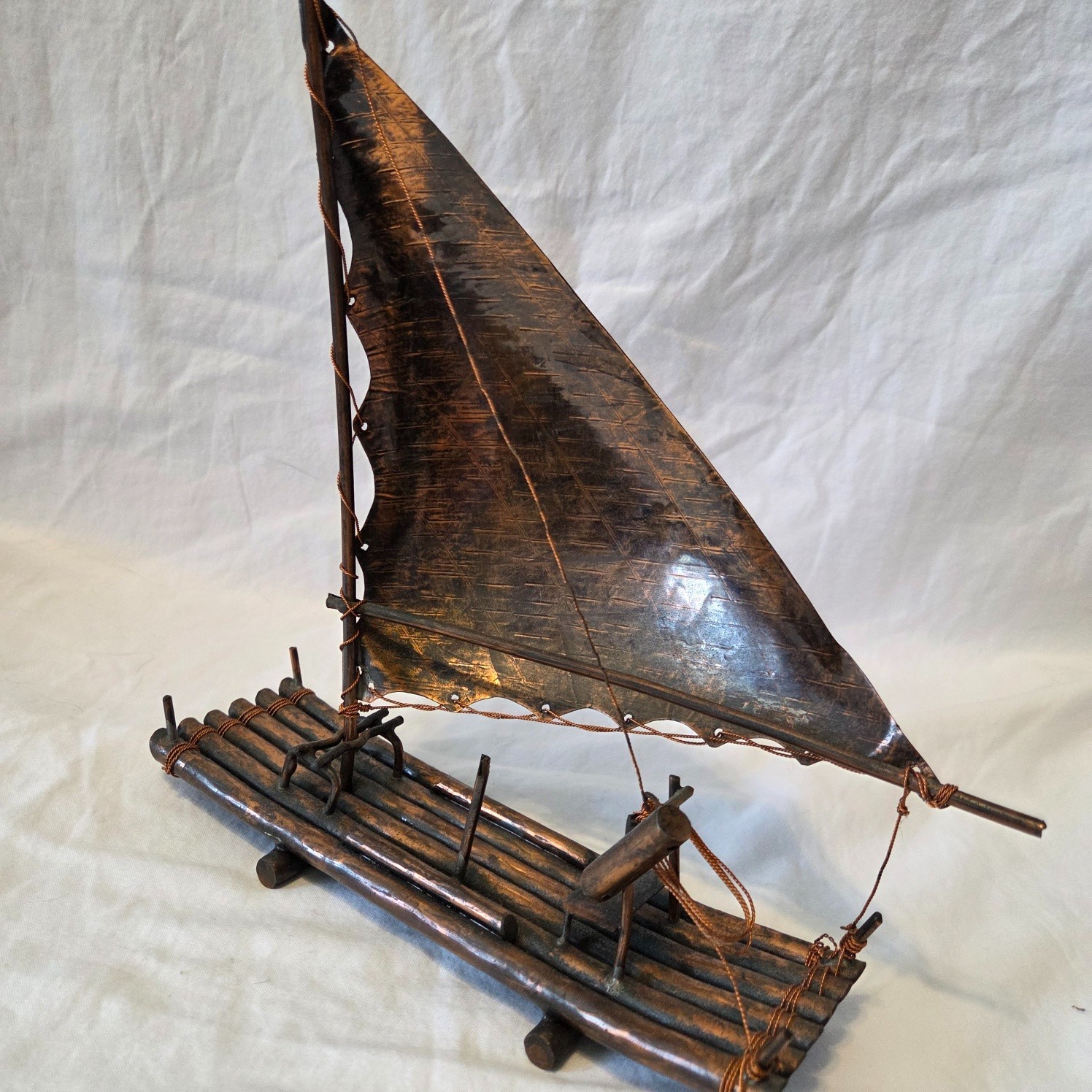 VINTAGE HANDMADE COPPER PRIMITIVE BRAZILIAN FISHING VESSEL