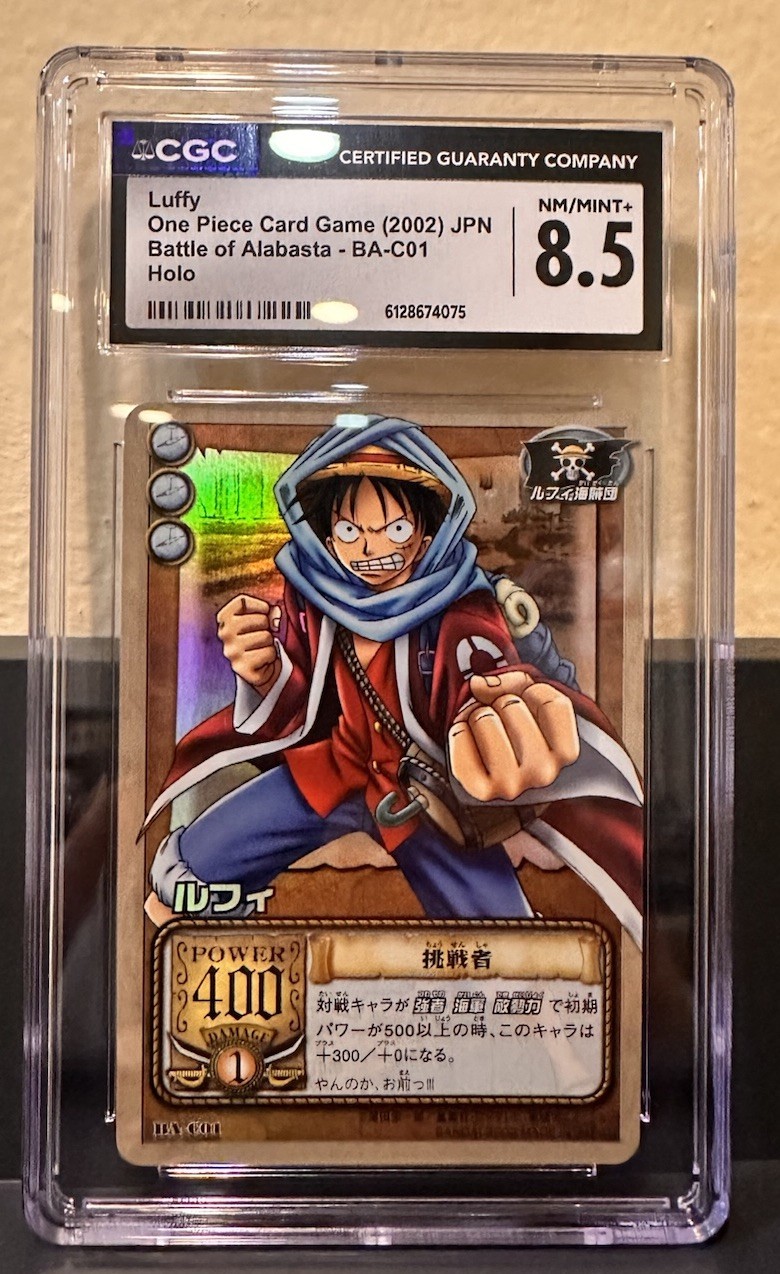 2002 ONE PIECE CARD GAME JPN BATTLE OF ALABASTA - HOLO #BA-C01 LUFFY CGC 8.5
