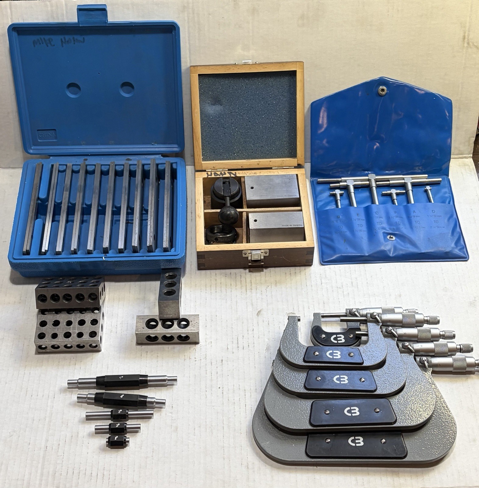 Machinist Tool Lot Micrometers Parallel Set Up Collet Blocks exc.