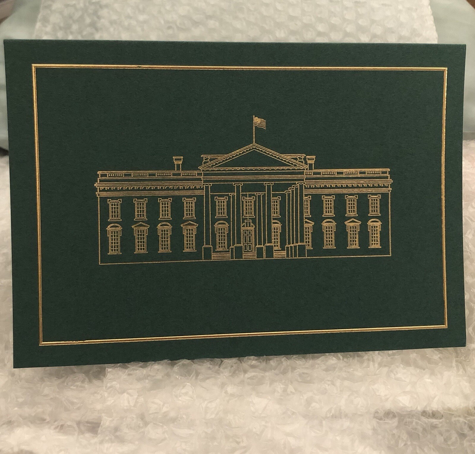 TRUMP 2018 WHITE HOUSE CHRISTMAS CARD GREEN GOLD SIGNED MAGA GOP REPUBLICAN