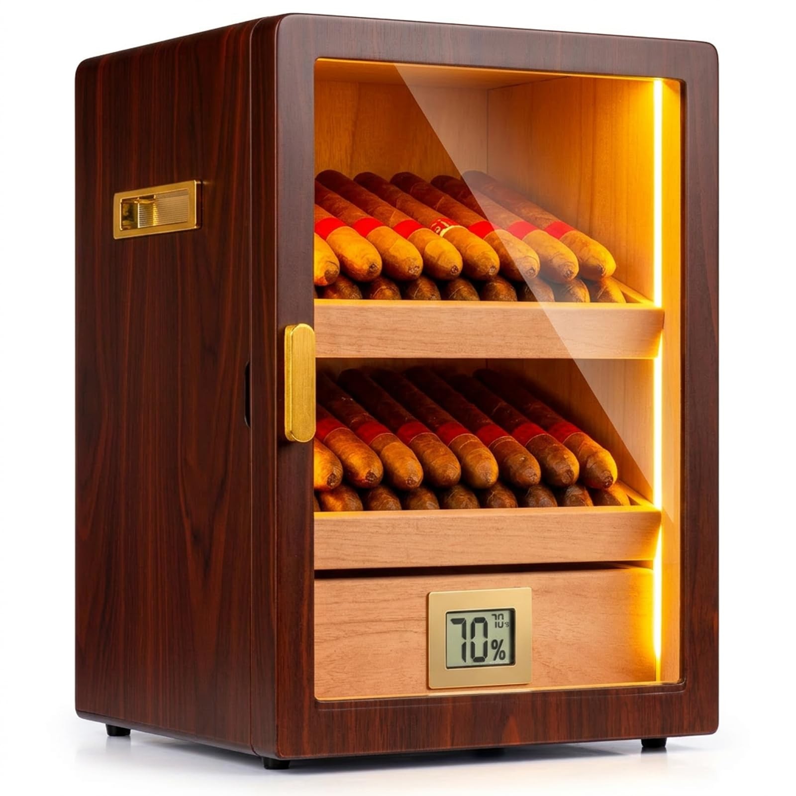 Marvero 60-100 Count Cigar Humidor Cabinet with LED Cigars, Ebony-1