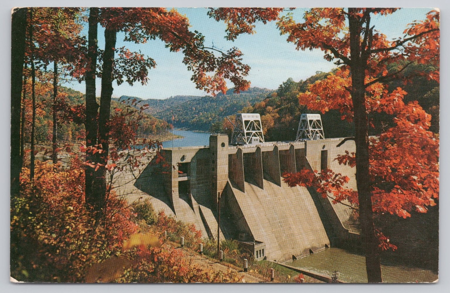 Mahoning Dam Kittanning PA Autumn Foliage Vintage Chrome Postcard