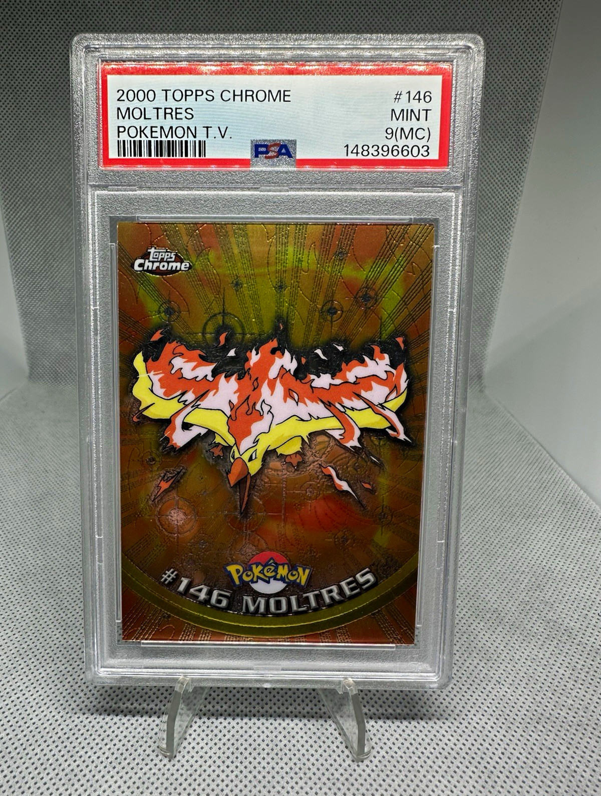 Topps Pokemon PSA 9 2000 Topps Chrome TV #146 Moltres Graded Card MISCUT