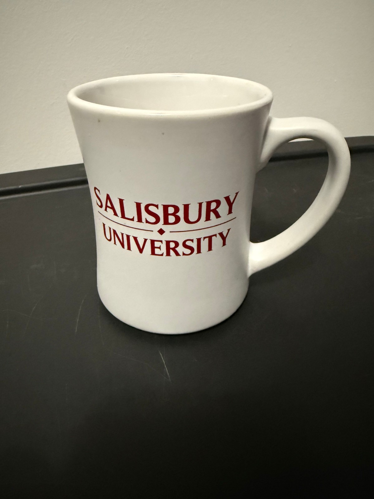 Salisbury Univ Maryland 12oz Coffee Mug with Wordmark; Ivory White, Good Cond.