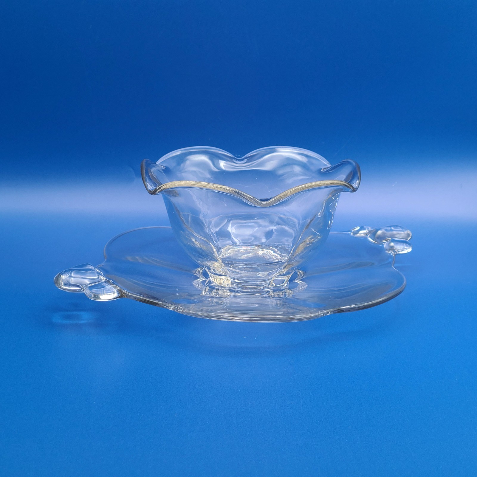 Vintage Duncan Miller Clear Glass Canterbury Mayonnaise Bowl Underplate Set 115