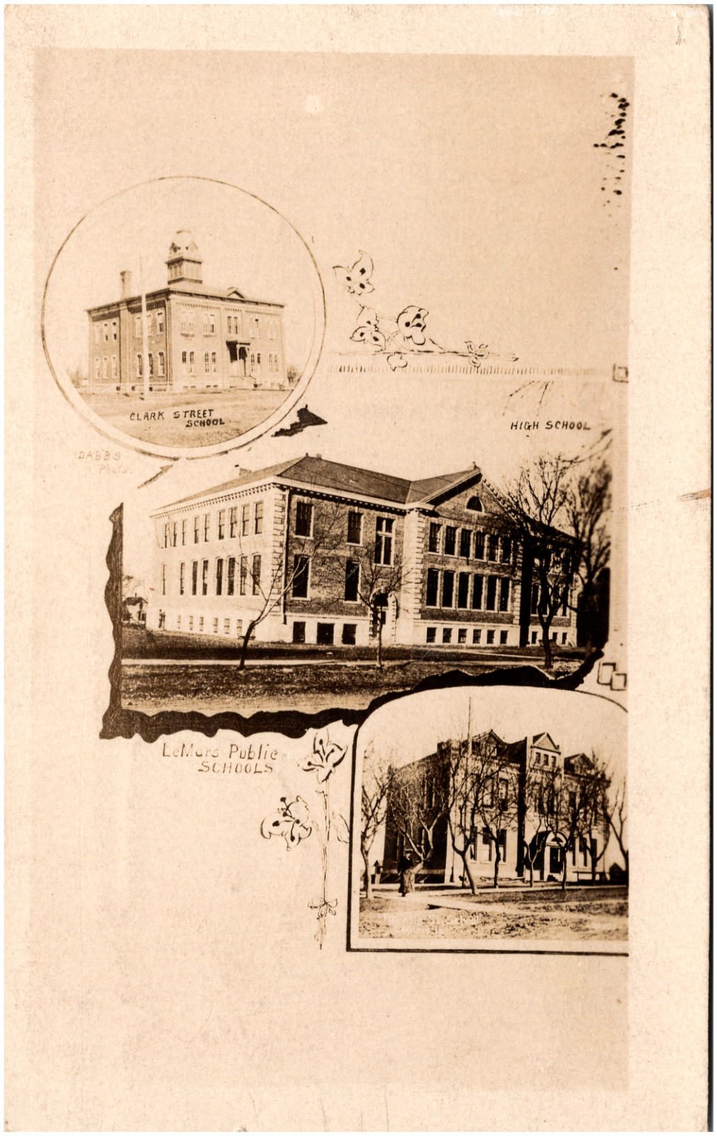 Le Mars Public Schools Iowa Multiview Clark Street High School RPPC Postcard