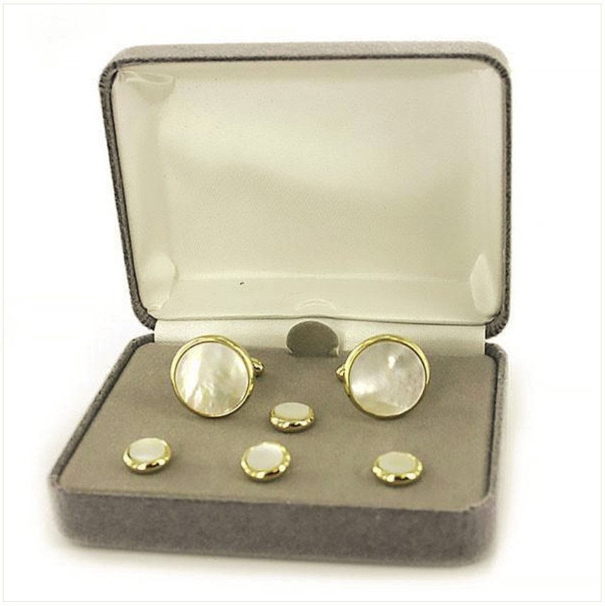 Vanguard NAVY CUFF LINKS AND SHIRT STUDS: GENUINE MOTHER OF PEARL