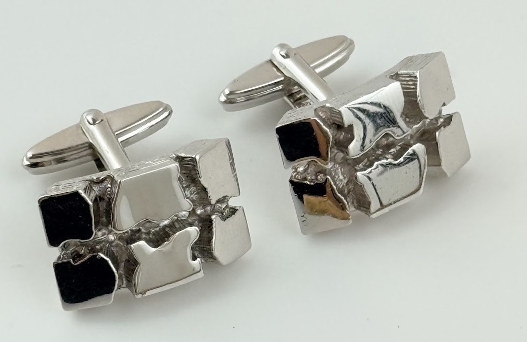 Vintage 835 Silver Modernist Brutalist Cufflinks Men's Mid Century Abstract 20g