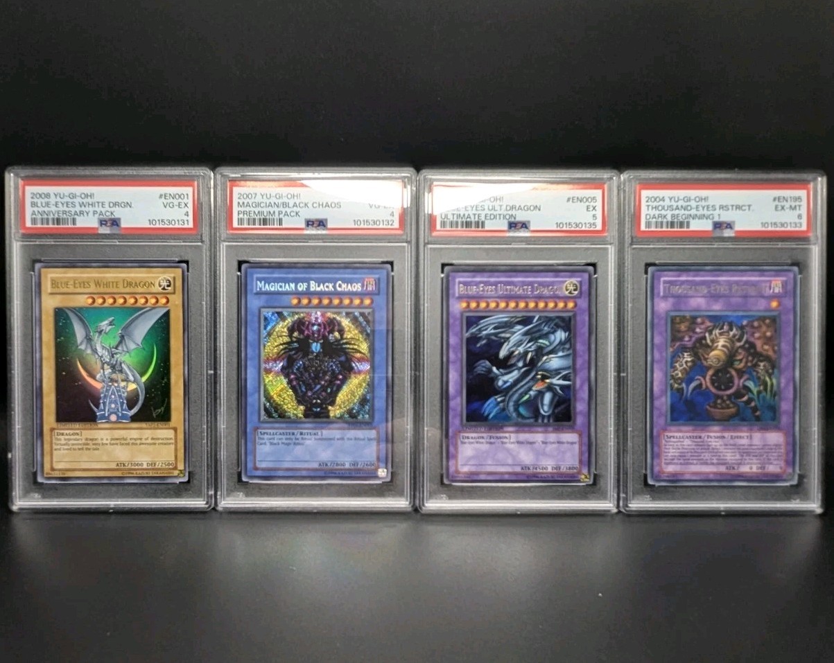 YuGiOh PSA Graded (4) Card LOT -YAP1-EN001- -PP01-EN001- -JMP-EN005- -DB1-EN95-