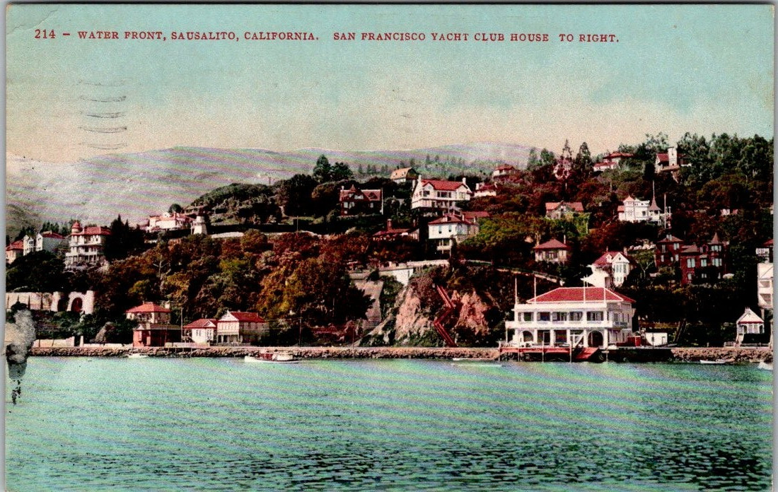 Antique Postcard Waterfront Sausalito California San Francisco Yacht Club 1910