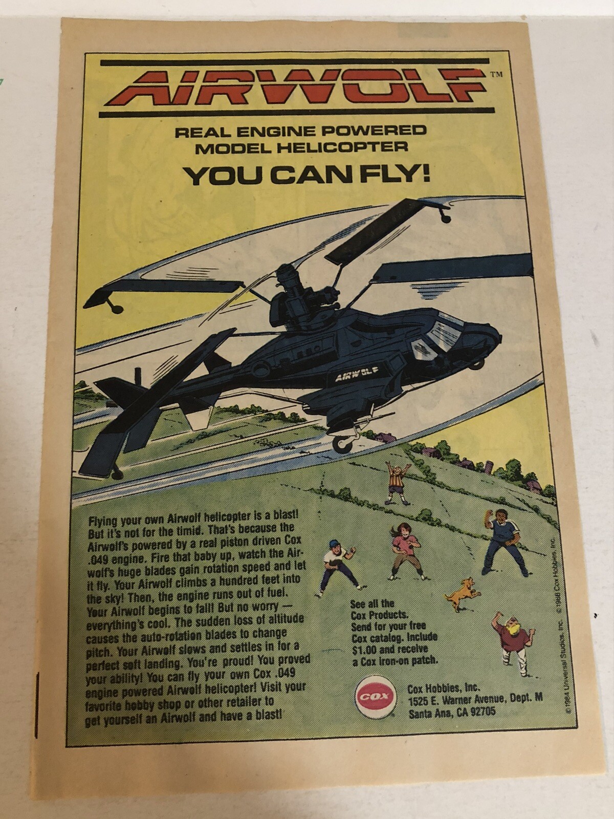 1984 Airwolf Helicopter Cox Hobbies Print Ad pa21