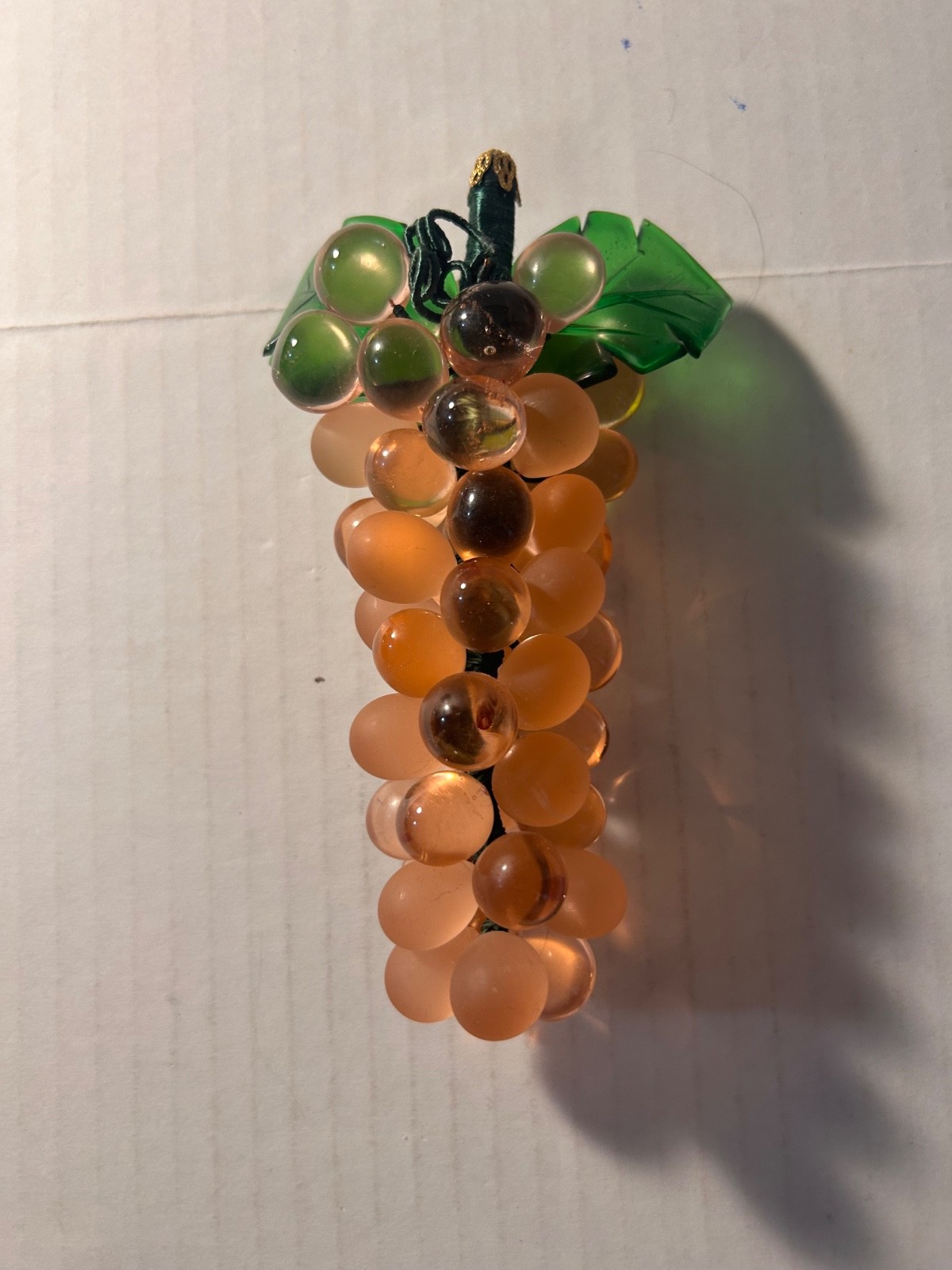 Vintage mid-century amber lucite grape cluster decor piece