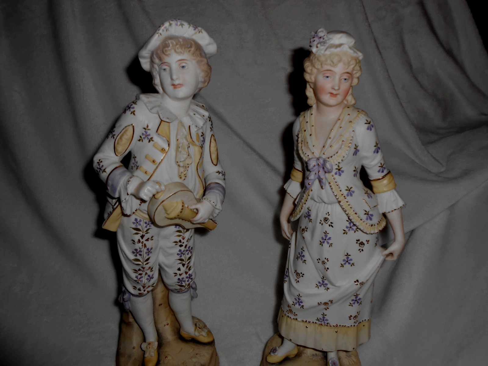 Antique French Bisque Figurines Pair 14\