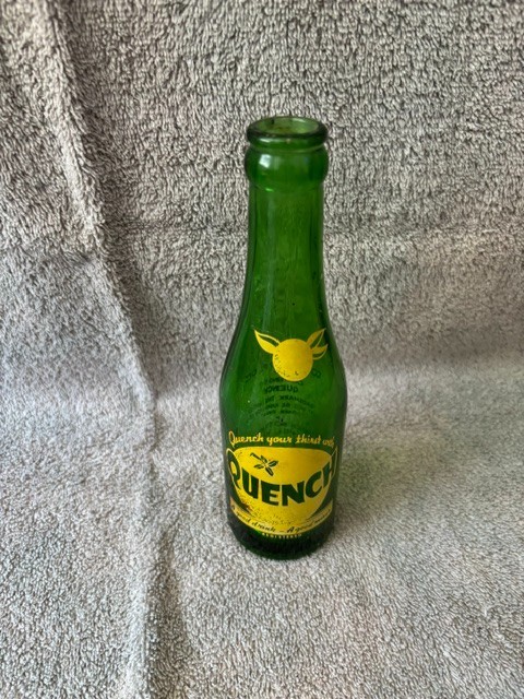 Vintage Quench Soda Bottle 7 oz 1946 Dark Green