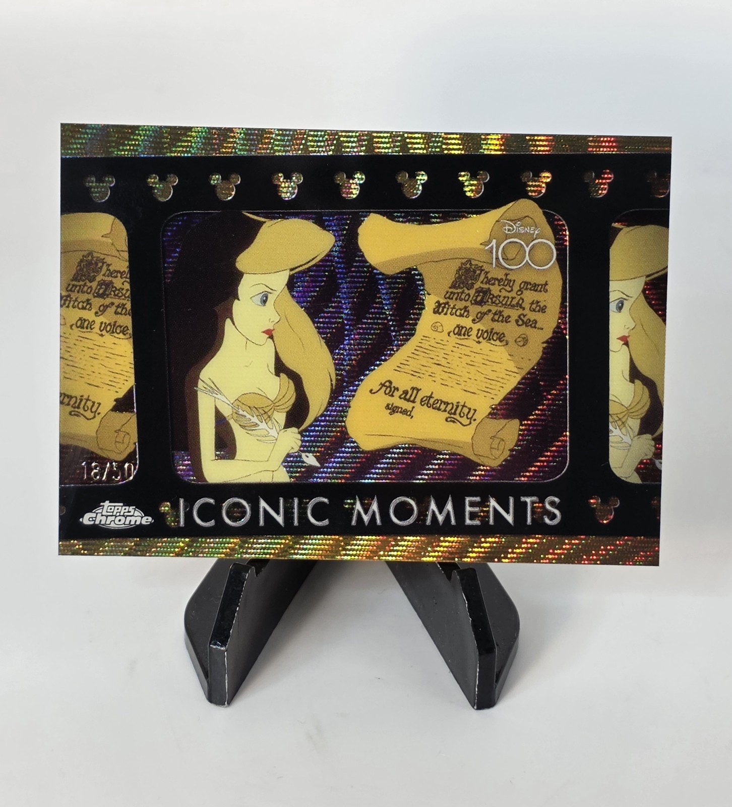 2023 Topps Chrome Disney 100 Ariel Gives Up Her Voice Iconic Mom. Gold Wave /50