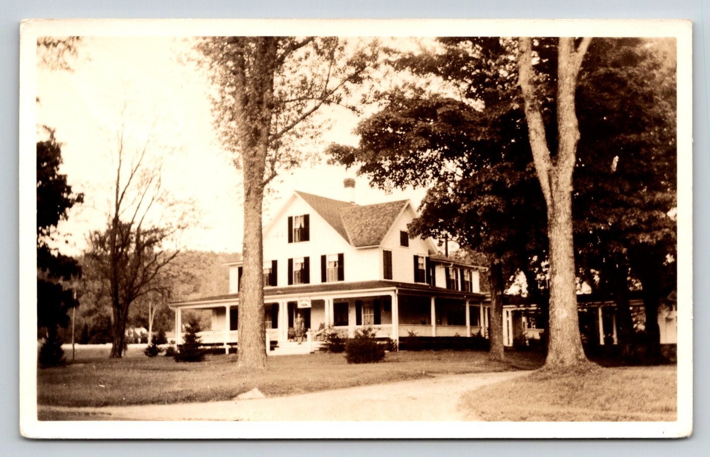 Vintage RPPC Large Historic House Porch Trees Rural Landscape Early 1900s