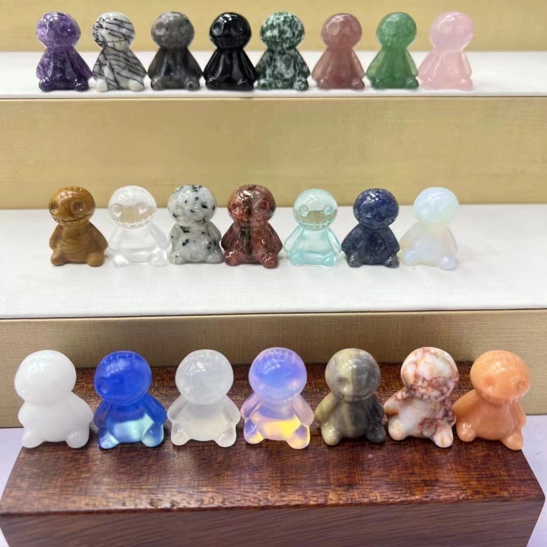 10pc Natural Mix Quartz Carved Mini Ghost doll Skull Crystal healing gift