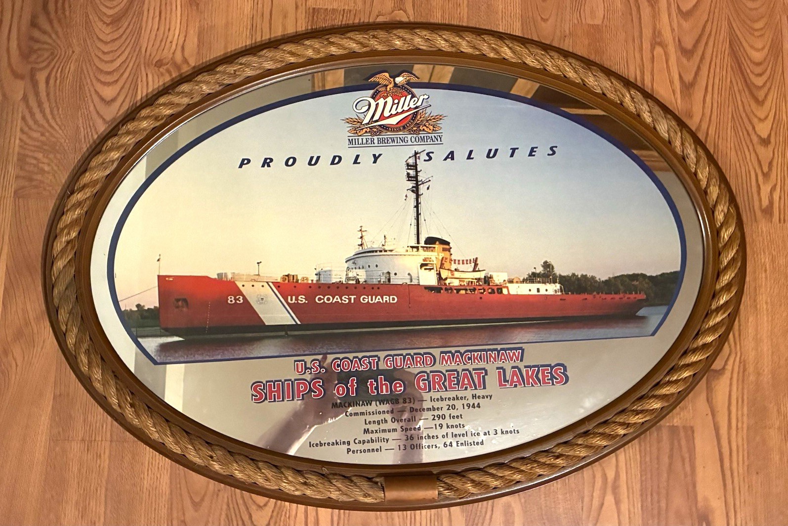 Miller U.S. Coast Guard Ships of the Great Lakes Mackinaw Wall Mirror
