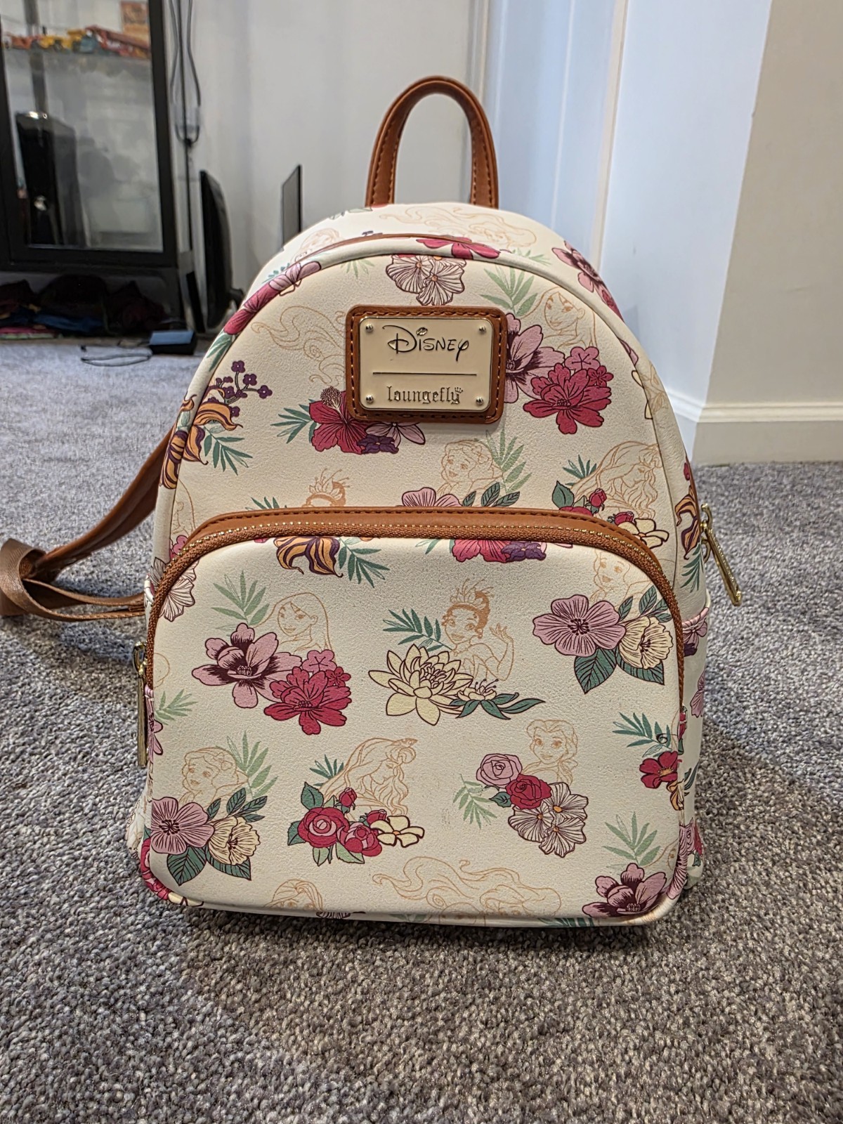Disney Loungefly Princess  Fall Floral  Flowers   Mini Backpack with Wallet