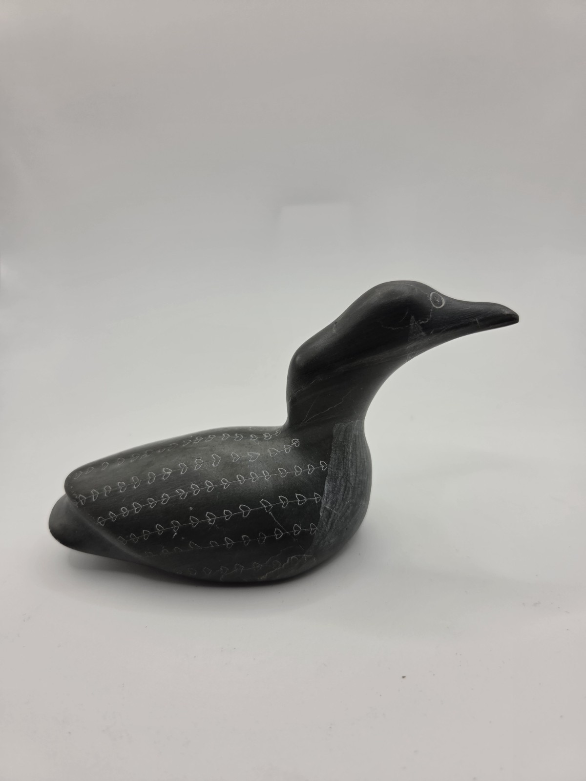Soap Stone Or Argillite Authentic Inuit Loon With Igloo Tag