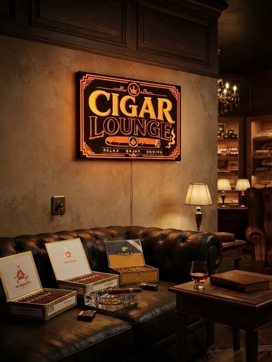 LED Light-Up Cigar Lounge Sign – Bar/Cigar Room Decor