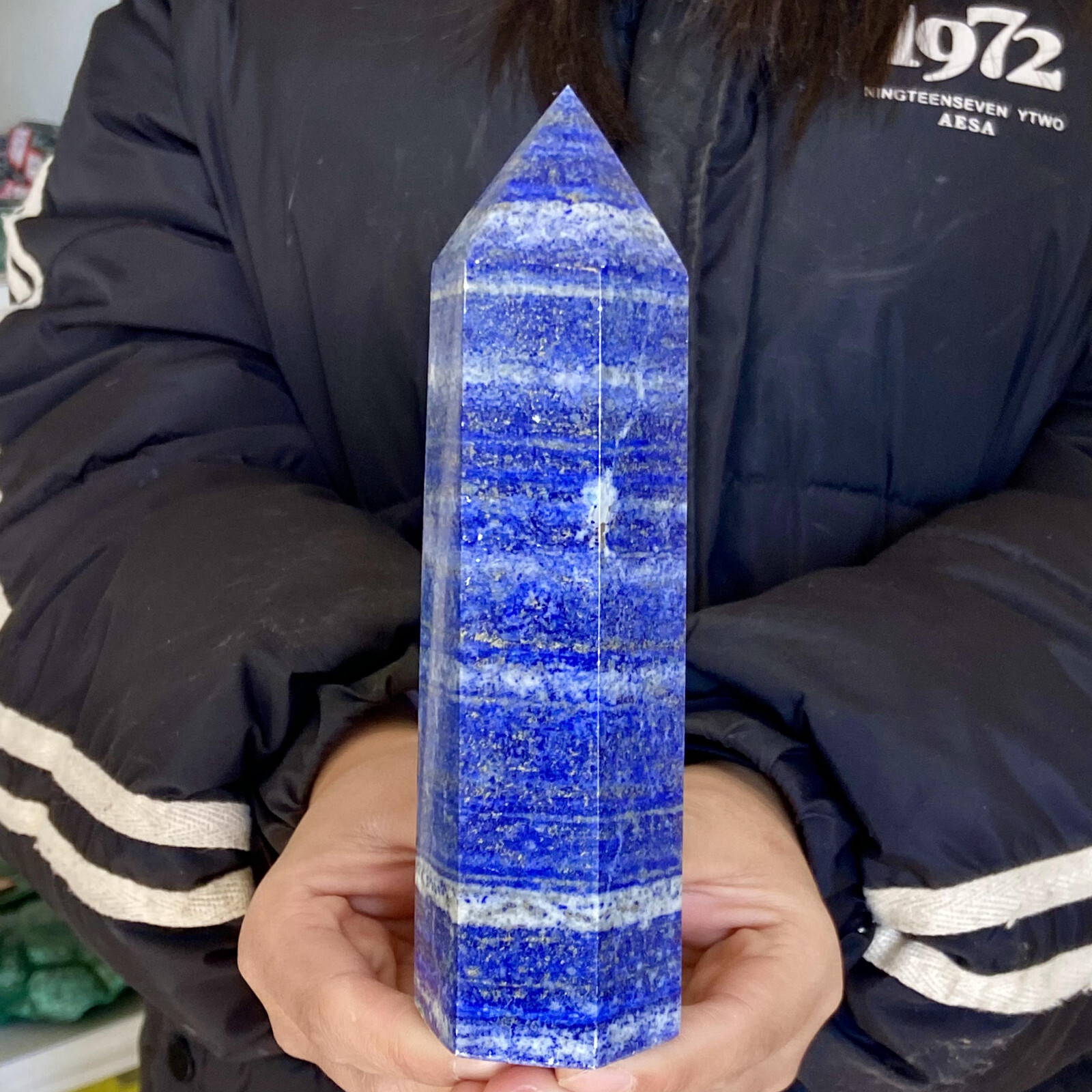 1.43LB Natural Lapis Lazuli quartz crystal single point tower healing