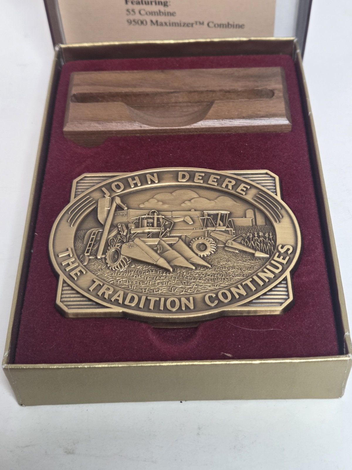 Vintage 1995 John Deere Calendar Medallion With Display Wood And Box