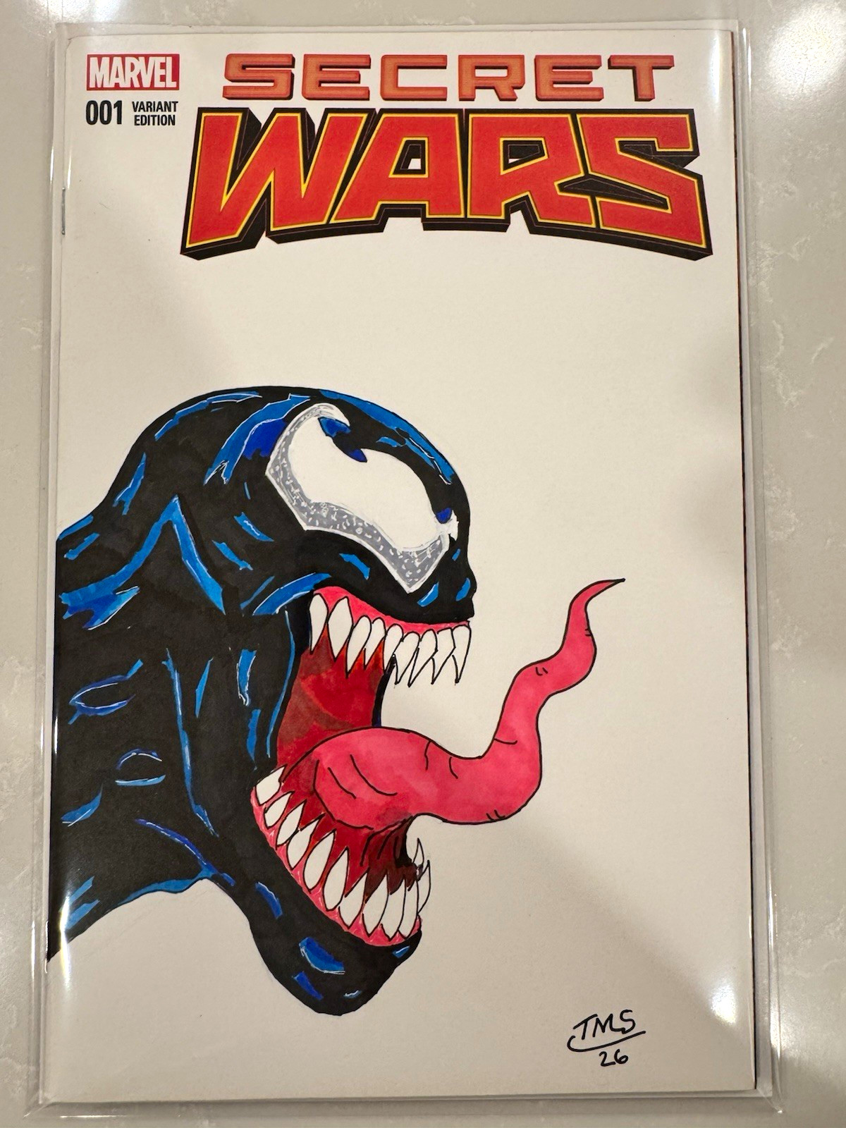 Venom Custom Sketch Commission Cover. Original Art Secret Wars Blank Comic