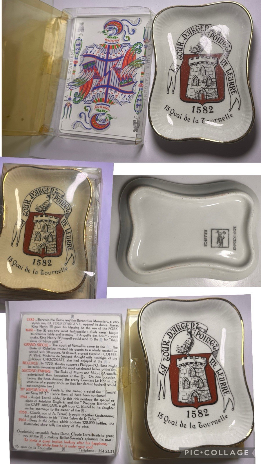 Vintage La Tour d’Argent Paris French Restaurant Ashtray by Longchamp NEW w/ BOX